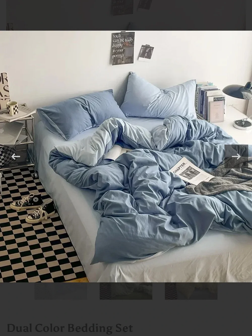 Light Blue Dual-Color Bedding Set by Oitoy Twin Duvet Aesthetic Trendy New